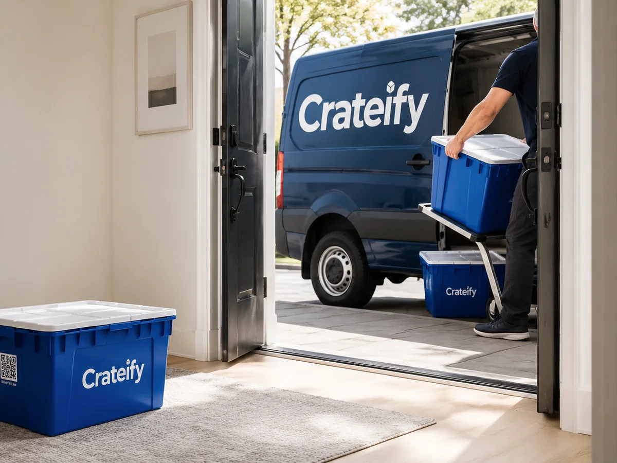 Organized warehouse storage operations for Crateify items